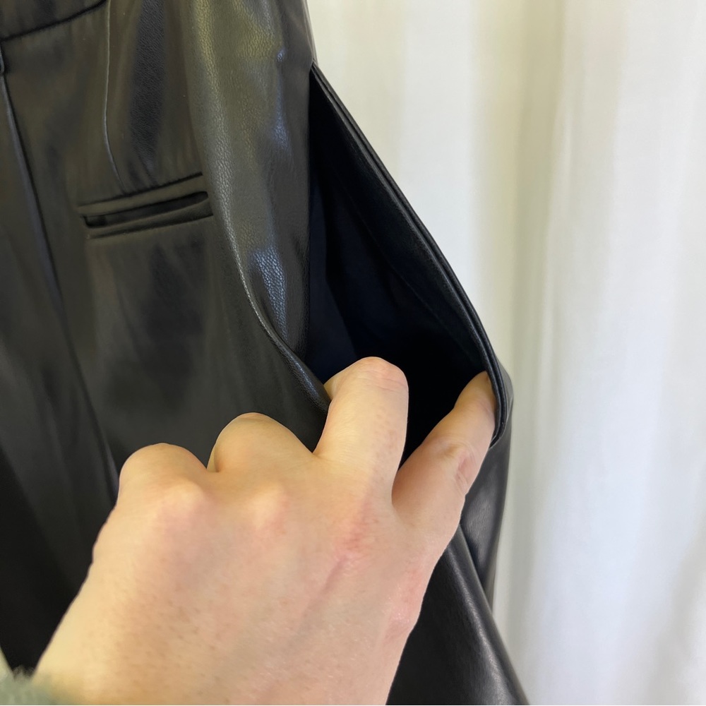 Mango Black Faux-Leather Gaucho Pants - Picture 9 of 16